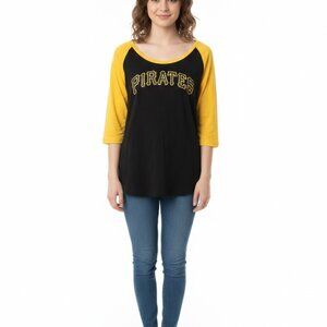 Pittsburgh Pirates Women's Womens 3/4-Sleeve Raglan T-Shirt Tee Top NWT